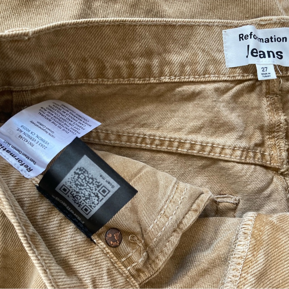 NWT Reformation “Tazz” Maxi Skirt w slit “Vintage Marzipan” Khaki Sz. 27 (US 4) - Picture 4 of 4